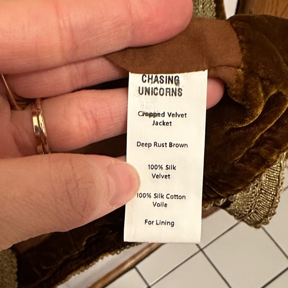 Chasing Unicorns California Sunset Deep Brown Cropped Jacket - Picture 5 of 10